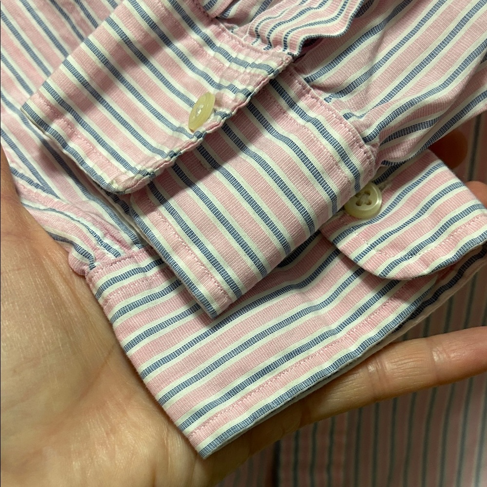 Vintage Ralph Lauren Pink/Blue Striped Preppy Shirt Men's Small Collegiate - Picture 4 of 13